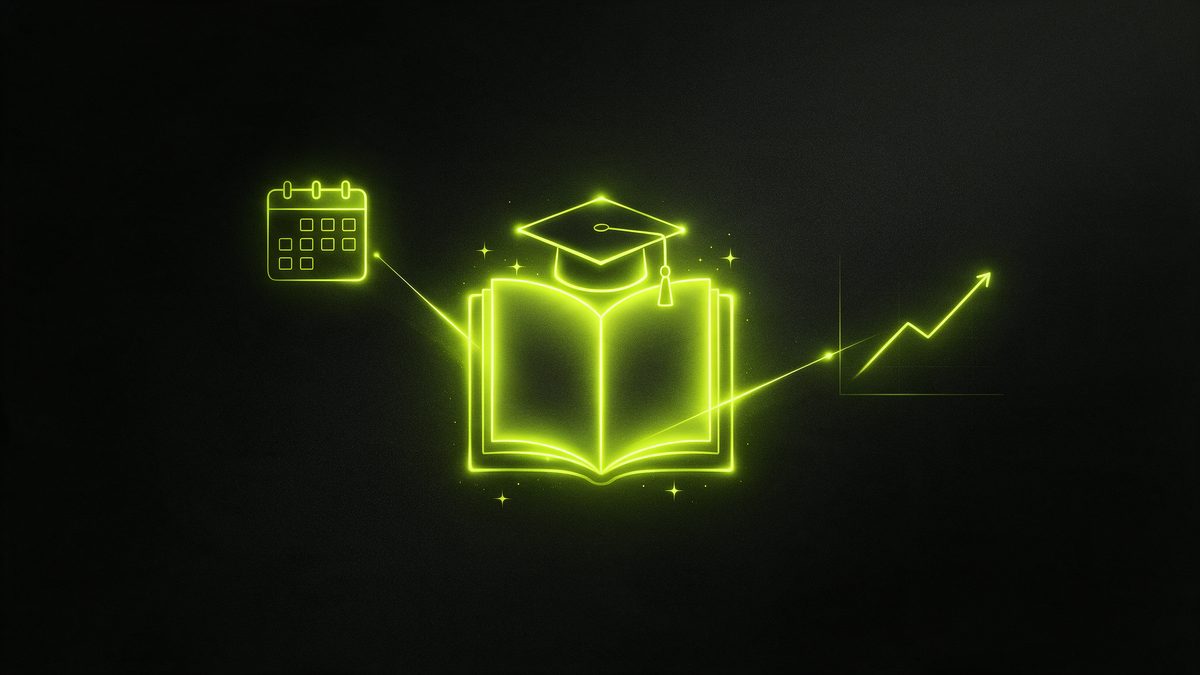 Livre ouvert et toque lumineux reliés à une courbe de croissance, illustration du SEO pour un organisme de formation